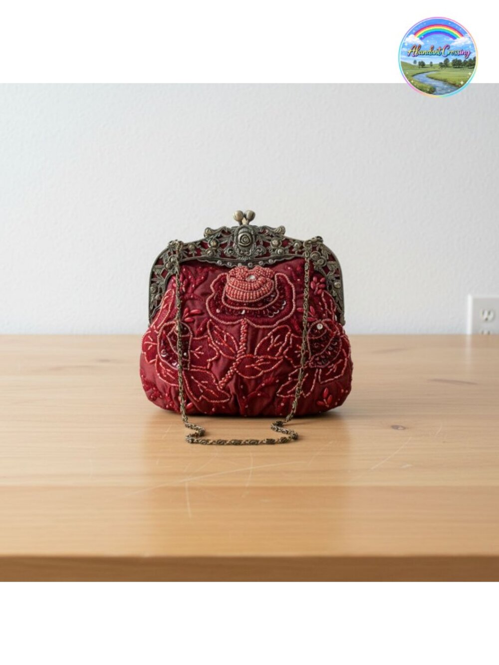 Beaded Sequin Flower Evening Bag Satin Clutch Party Prom